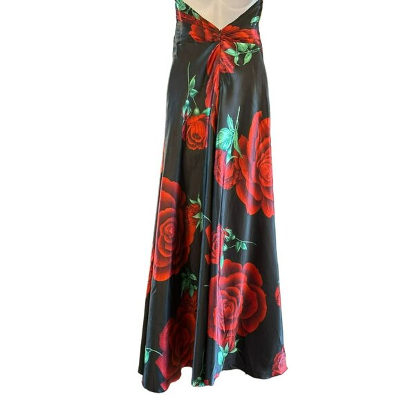 Vintage Halter Neck Rose Floor Length  Dress Sz 8 Whimsigoth Romantic Goth EUC - Picture 4 of 6